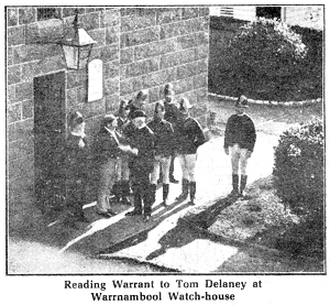 Reading the Warrant to Tom Delaney at the Warrnambool Watch-house