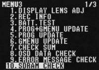 Menu 3, 1st screen