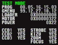 Test mode screen